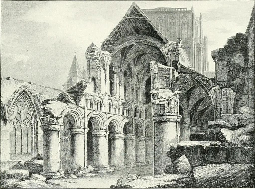 An illustration from The Cathedrals of England and Wales : their history, architecture, and associations ; with a series of Rembrandt plates and many illustrations in the text, 1906, leaf 32