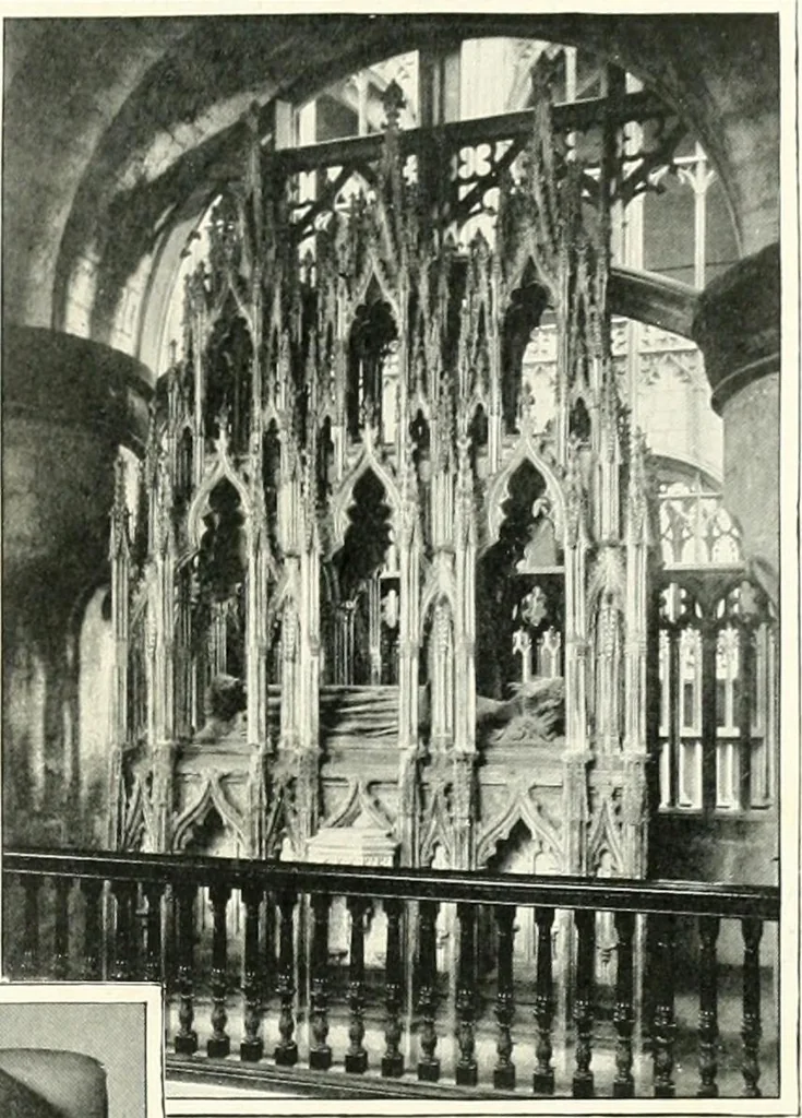 An illustration from The Cathedrals of England and Wales : their history, architecture, and associations ; with a series of Rembrandt plates and many illustrations in the text, 1906, leaf 74