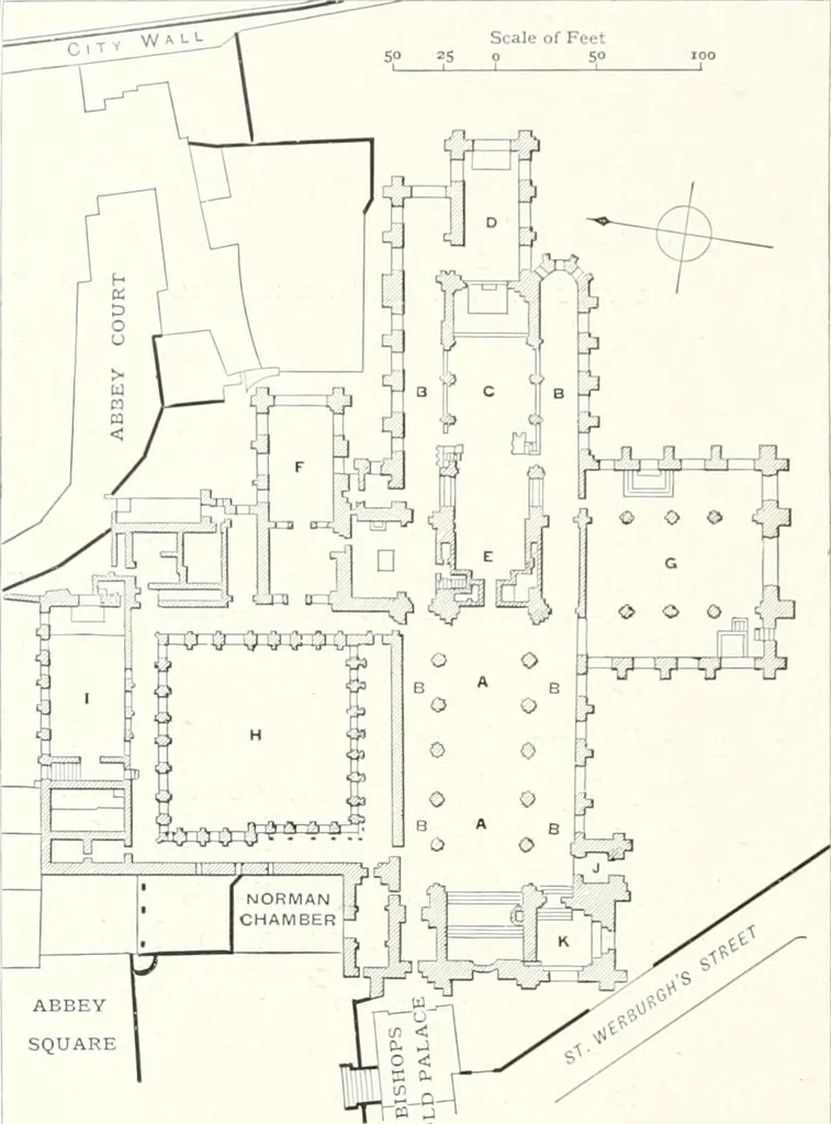 An illustration from The Cathedrals of England and Wales : their history, architecture, and associations ; with a series of Rembrandt plates and many illustrations in the text, 1906, leaf 85