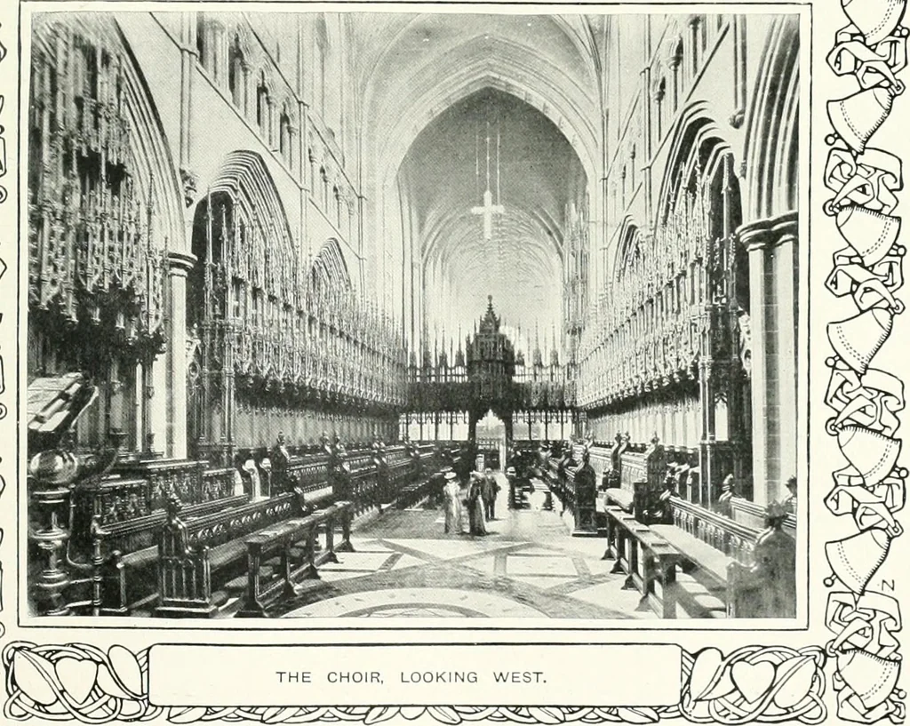 An illustration from The Cathedrals of England and Wales : their history, architecture, and associations ; with a series of Rembrandt plates and many illustrations in the text, 1906, leaf 86