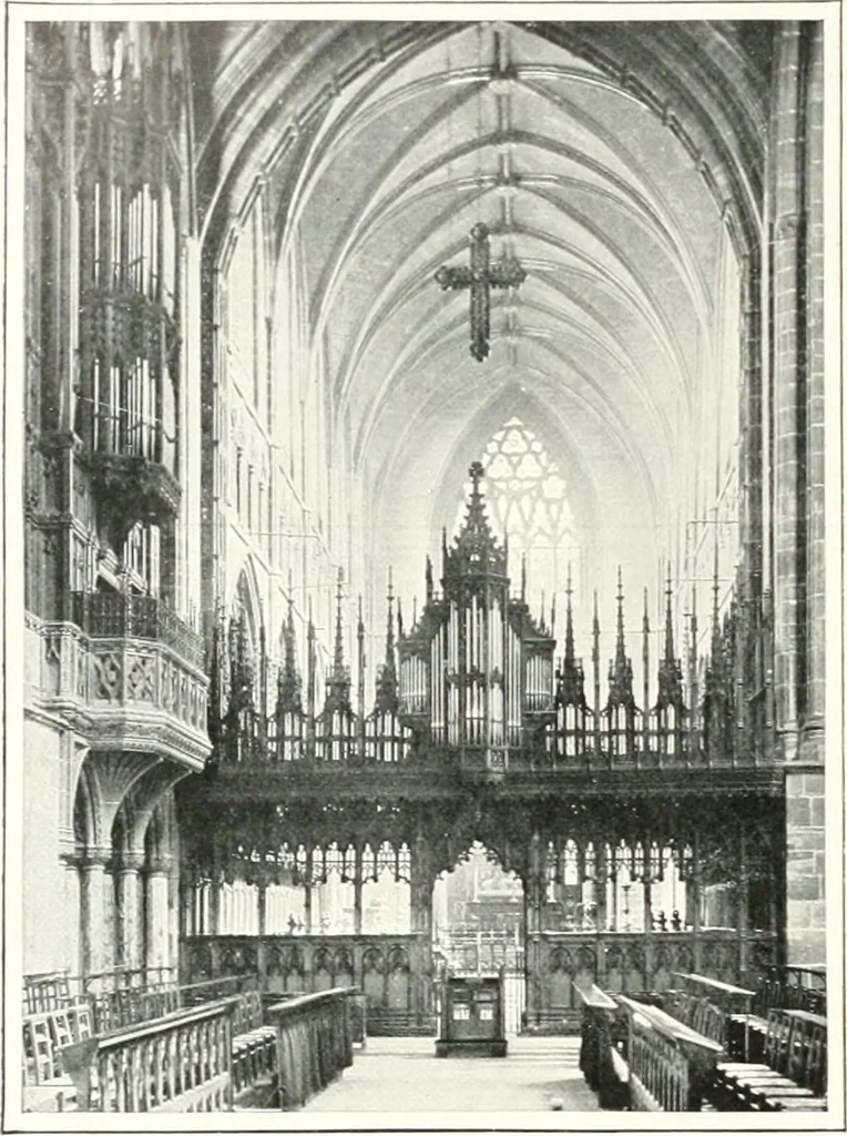 An illustration from The Cathedrals of England and Wales : their history, architecture, and associations ; with a series of Rembrandt plates and many illustrations in the text, 1906, leaf 87