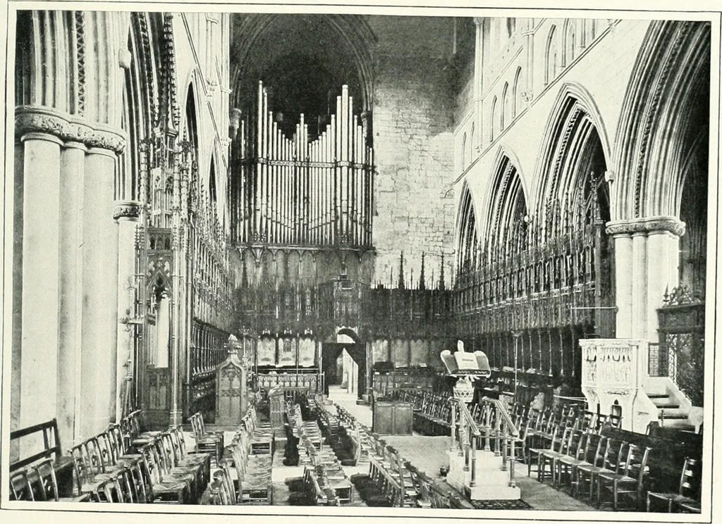 An illustration from The Cathedrals of England and Wales : their history, architecture, and associations ; with a series of Rembrandt plates and many illustrations in the text, 1906, leaf 98