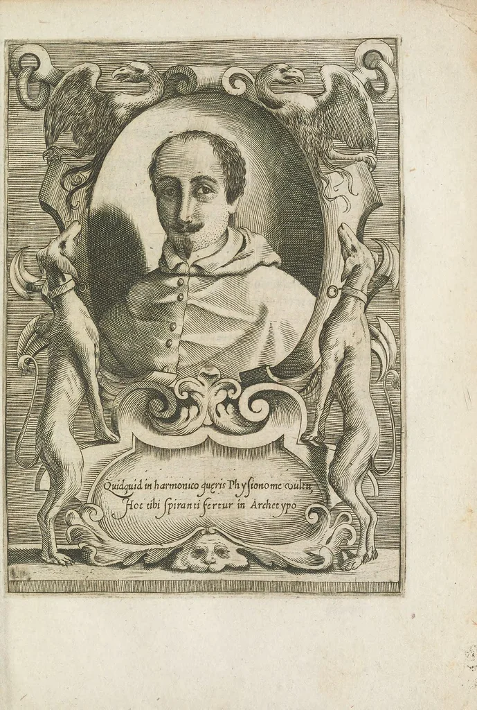 An illustration from Cefalogia fisonomica diuisa in dieci deche : doue conforme à'documenti d'Aristotile, e d'altri filosofi naturali, con breui discorsi, e diligenti osseruationi si esaminano le fisonomie : di cento teste humane che intagliate si vedono in quest' opera : dalle quali per più segni e congetture si dimostrano varie inclinationi di huomini e don̄e, 1630, leaf 21