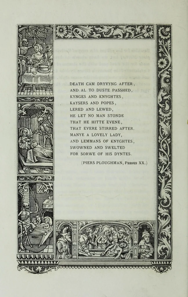 An illustration from The celebrated Hans Holbein's Alphabet of death : illustrated with old borders engraved on wood with Latin sentences and English quatrains, 1856, leaf 16