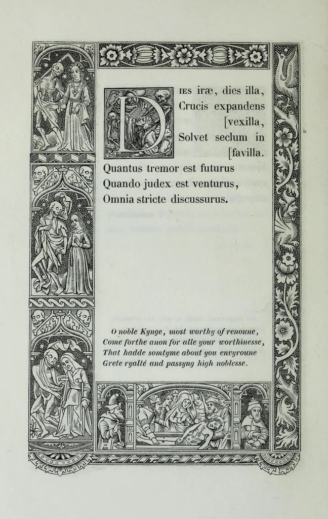 An illustration from The celebrated Hans Holbein's Alphabet of death : illustrated with old borders engraved on wood with Latin sentences and English quatrains, 1856, leaf 20