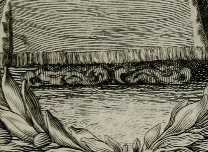 An illustration from Cenotaphium piis manibus Ferdinandi III. Rom Imp. ... : Caesareis Virtutib. et Symbolis adornatum à Caesareo et Academico Collegio Soc[e]tis Jesu Vienna inter parentales moerores erectum, Die XIII. Junii Anno D[omi]ni MDCLVII, 1657, leaf 52