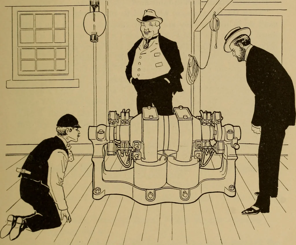 An illustration from Central station experiences, a series of narratives on the trials and tribulations of a steam engineer while learning to run an electric station;, 1901, leaf 86