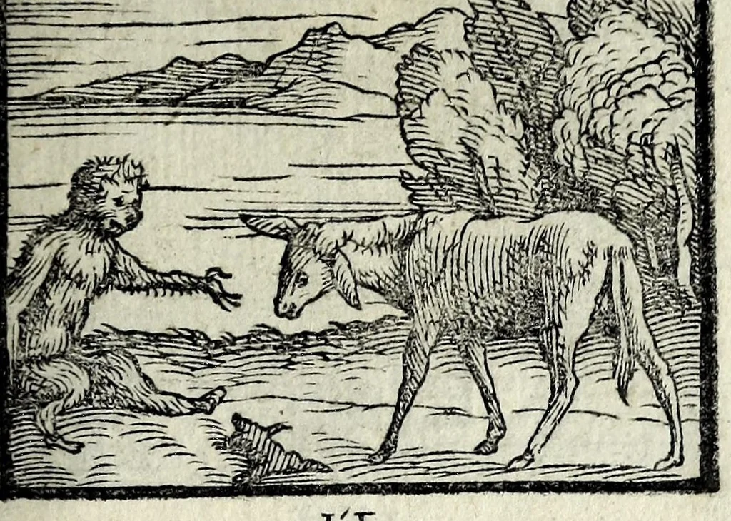 An illustration from Centvm fabvlae ex antiqvis scriptoribus acceptae, et graecis latinisq́; tetrastichis senarijs explicatae, 1587, leaf 27