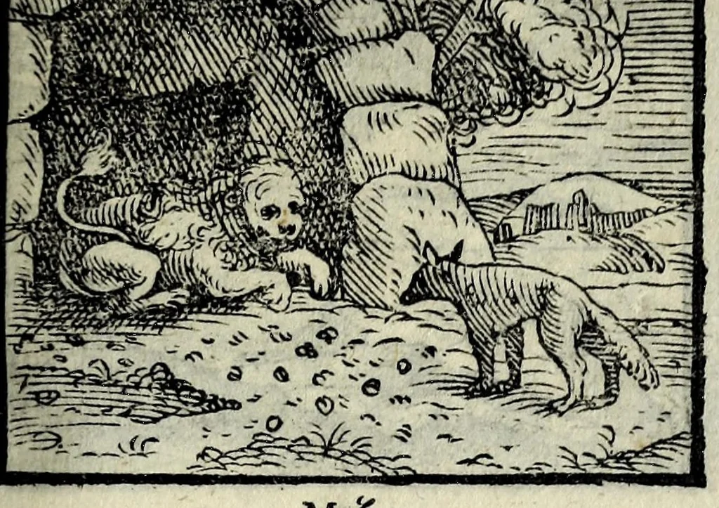 An illustration from Centvm fabvlae ex antiqvis scriptoribus acceptae, et graecis latinisq́; tetrastichis senarijs explicatae, 1587, leaf 61
