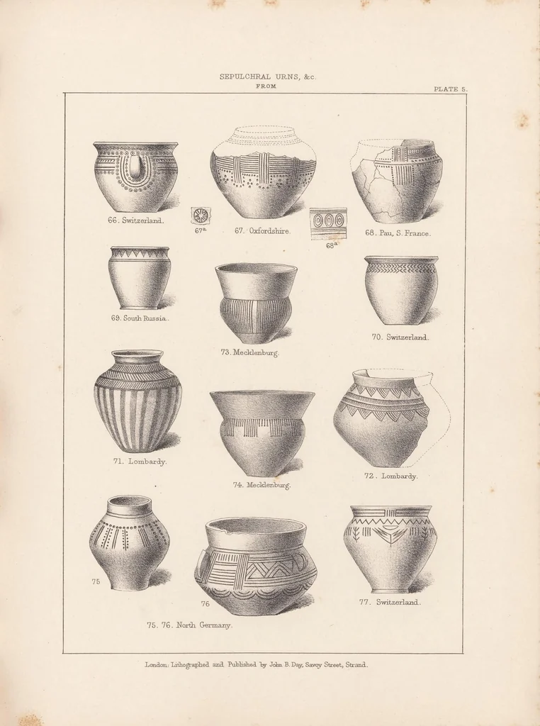 An illustration from Ceramic art in remote ages : with essays on the symbols of the circle, the cross and circle, the circle and ray ornament, the fylfot, and the serpent, showing their relation to the primitive forms of solar and nature worship, 1874, leaf 139