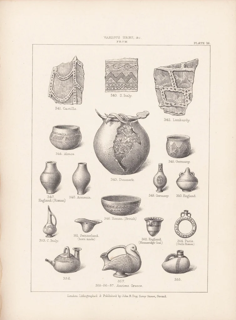 An illustration from Ceramic art in remote ages : with essays on the symbols of the circle, the cross and circle, the circle and ray ornament, the fylfot, and the serpent, showing their relation to the primitive forms of solar and nature worship, 1874, leaf 181