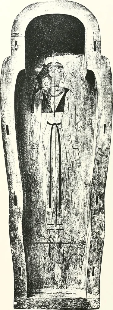 An illustration from Cercueils anthropoïdes des prêtres de Montou, 1913, leaf 220