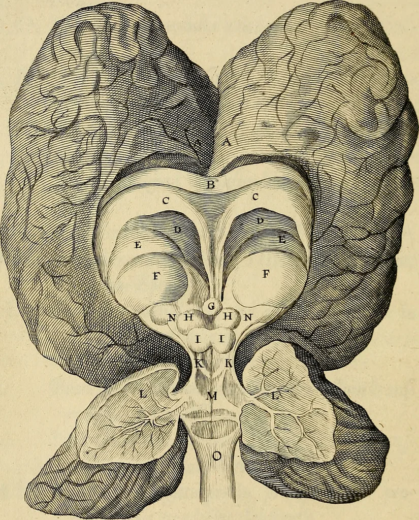 An illustration from Cerebri anatome : cui accessit nervorum descriptio et usus, 1664, leaf 103
