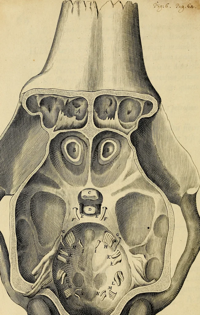 An illustration from Cerebri anatome : cui accessit nervorum descriptio et usus, 1664, leaf 121