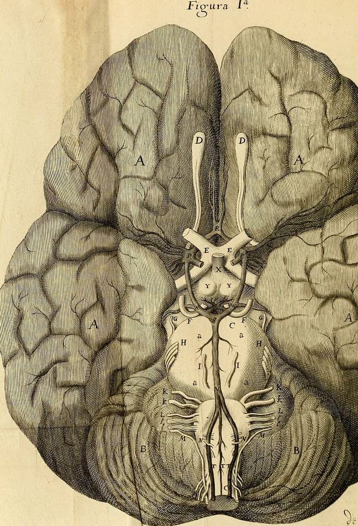 An illustration from Cerebri anatome : cui accessit nervorum descriptio et usus, 1664, leaf 71