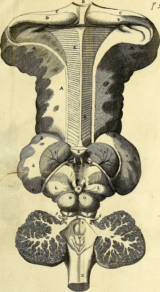 An illustration from Cerebri anatome : cui accessit nervorum descriptio et usus, 1666, leaf 134