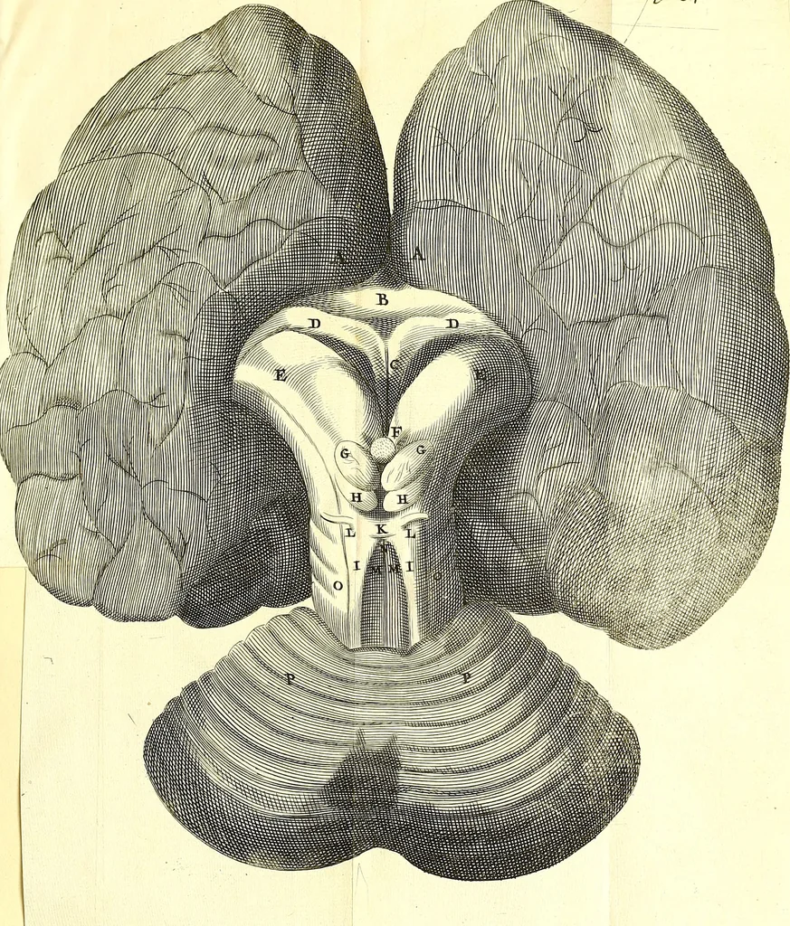 An illustration from Cerebri anatome : cui accessit nervorum descriptio et usus, 1666, leaf 62