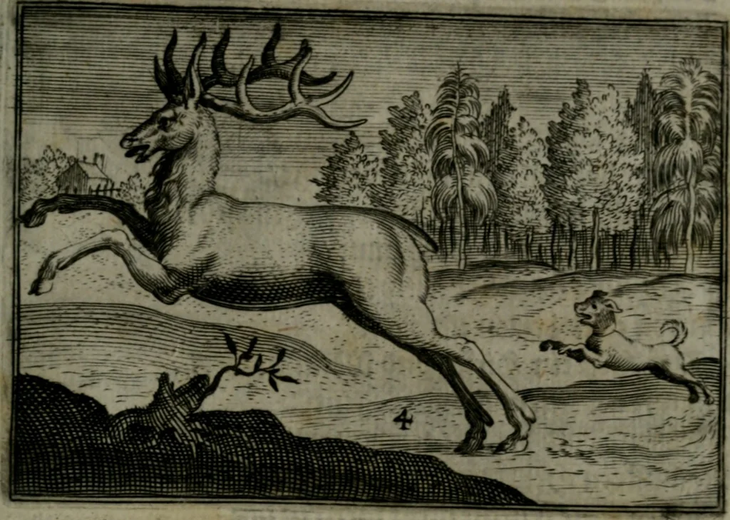 An illustration from Cervvs, hoc est, qvæ per cervvm significata fvere sacris Ægyptiorvm literis. Der Hirsch, vnd Bedeutung der Figuren desselben, welche bey den weisesten Leuten in Egypten breuchlich gewesen sein, 1602, leaf 14