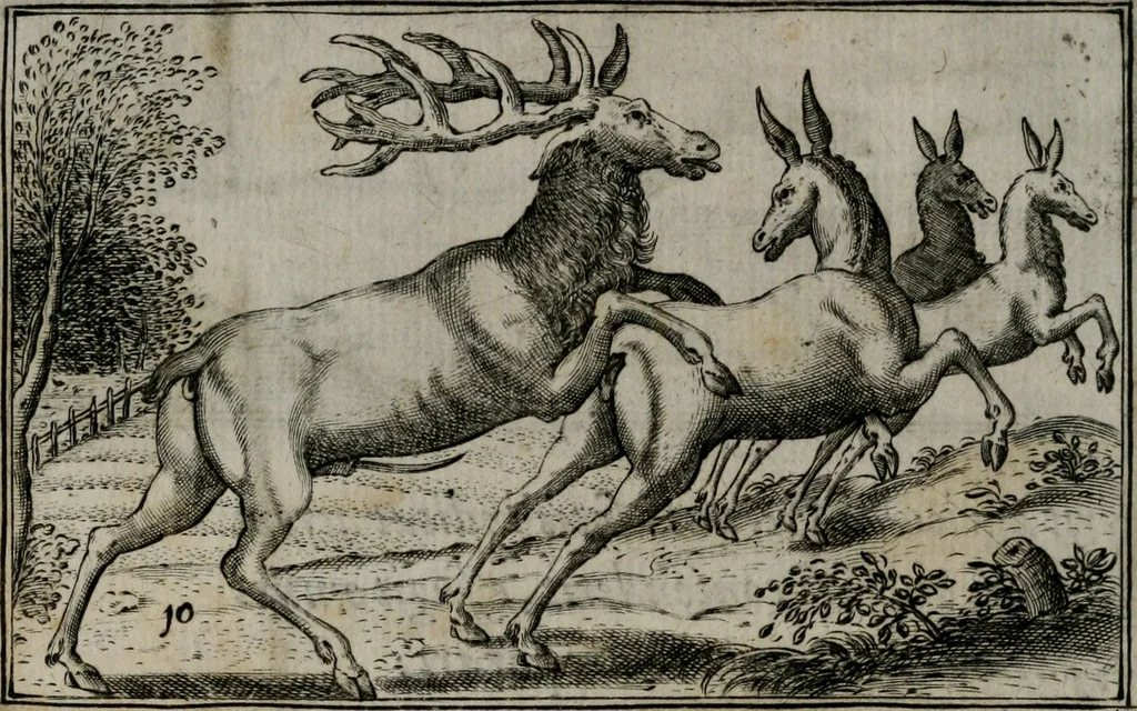An illustration from Cervvs, hoc est, qvæ per cervvm significata fvere sacris Ægyptiorvm literis. Der Hirsch, vnd Bedeutung der Figuren desselben, welche bey den weisesten Leuten in Egypten breuchlich gewesen sein, 1602, leaf 27