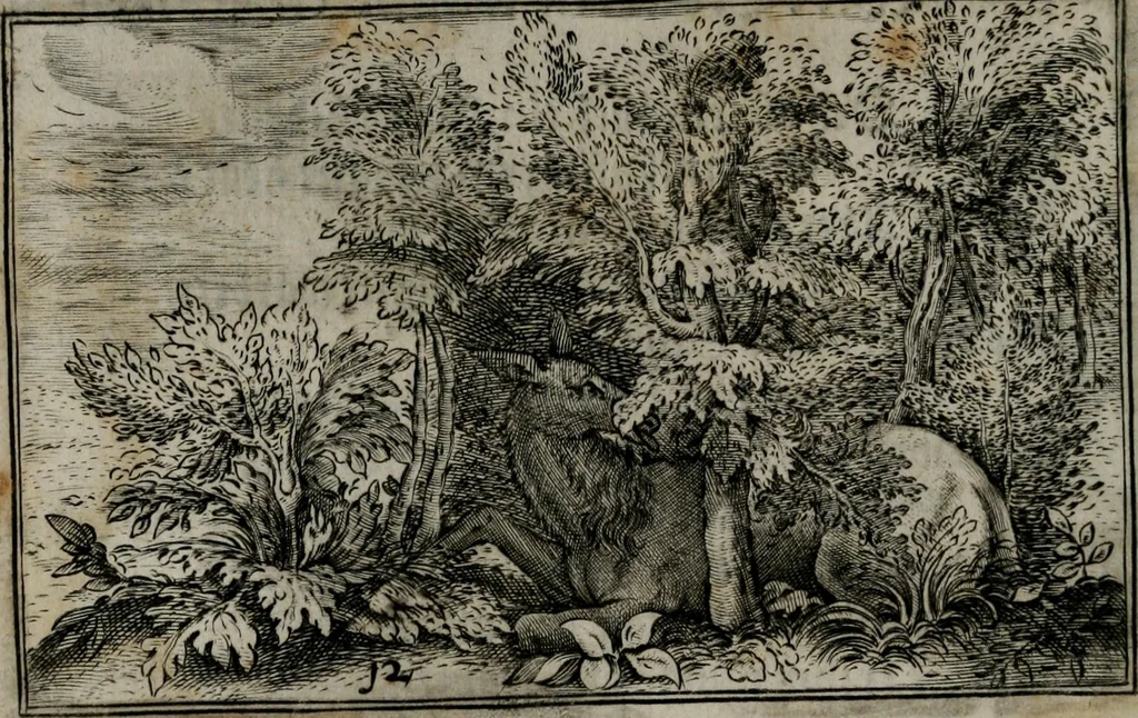 An illustration from Cervvs, hoc est, qvæ per cervvm significata fvere sacris Ægyptiorvm literis. Der Hirsch, vnd Bedeutung der Figuren desselben, welche bey den weisesten Leuten in Egypten breuchlich gewesen sein, 1602, leaf 31