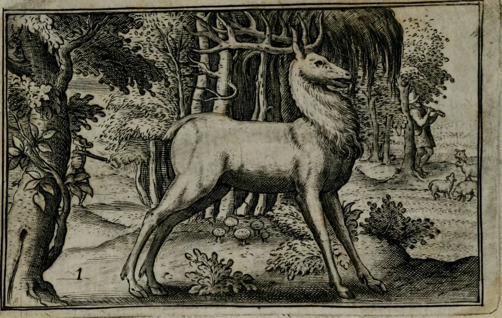 An illustration from Cervvs, hoc est, qvæ per cervvm significata fvere sacris Ægyptiorvm literis. Der Hirsch, vnd Bedeutung der Figuren desselben, welche bey den weisesten Leuten in Egypten breuchlich gewesen sein, 1602, leaf 7