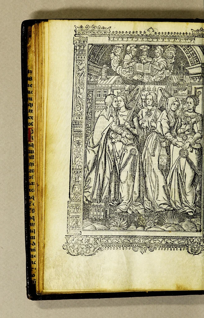 An illustration from Ces presentes heures a lusaige de Ro[m]me tout au long sans rie[n]s requerir : auec les figures de lapocalipse [&] plusieurs autres belles hystoires faictes a la mode dytalic, 1505, leaf 40