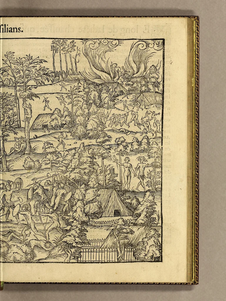 An illustration from Cest la deduction du sumptueux ordre, plaisantz spectacles et magnifiques theatres dresses, et exhibes par les citoiens de Rouen ville metropolitaine du pays de Normandie, : a la sacree maiesté du treschristian [sic] Roy de France, Henry Secō[n]d leur souuerain seigneur, et à tresillustre [sic] dame, ma dame Katharine de Medicis, la royne son espouze, lors de leur triumphant ioyeulx & nouuel aduenement en icelle ville, qui fut es iours de mercredy & ieudy premier & secō[n]d iours d'octobre, mil cinq cens cinquante, et pour plus expresse intelligence de ce tant excellent triumphe, les figures & pourtraictz des principaulx a[d]ornementz d'iceluy y sont apposez chascun en son lieu comme l'on pourra veoir par le discours de l'histoire. Auec priuilege du Roy, 1551, leaf 91