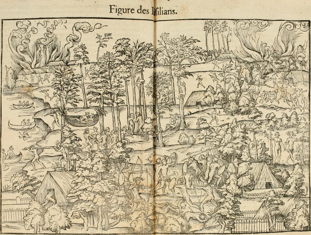 An illustration from Cest la dedvction du sumptueux ordre, plaisantz spectacles et magnifiqves theatres : dresses et exhibes par les citoiens de Rouen, ville metropolitaine du pays de Normandie, a la sacree maiesté du treschristian roy de France, Henry Secõd leur souuerain seigneur, et à tresillustre dame, ma dame Katharine de Medicis, la royne son espouze, lors de leur triumphant, ioyeulx & nouuel aduenement en icelle ville, qui fut es iours de mercredy & ieudy premier & secõd iours d'octobre, mil cinq cens cinquante : et pour plus expresse intelligence de ce tant excellent triumphe, les figures & pourtraictz des principaulx aornementz d'iceluy y sont apposez chascun en son lieu comme l'on pourra veoir par le discours de l'histoire, 1551, leaf 83