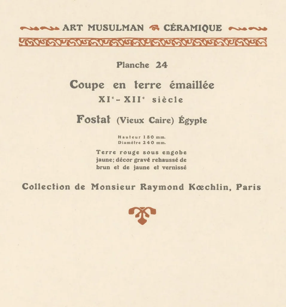An illustration from La céramique dans l'art musulman, 1913, leaf 70