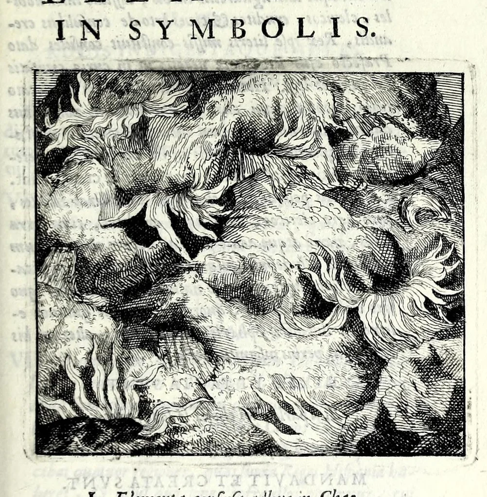 An illustration from C.F. Menestrerii S.J. Philosophia imaginum, id est, Sylloge symbolorum amplissima : qua plurima regum, principum, nobilium, foeminarum illustrium, eruditorum, aliorumque virorum in Europa praestantium, quae prostant, summa diligentia sunt congesta methodoque succincta exhibita : e lingua Gallica in Latinam translata, figurisque elegantioribus ac antea ornata, 1695, leaf 401