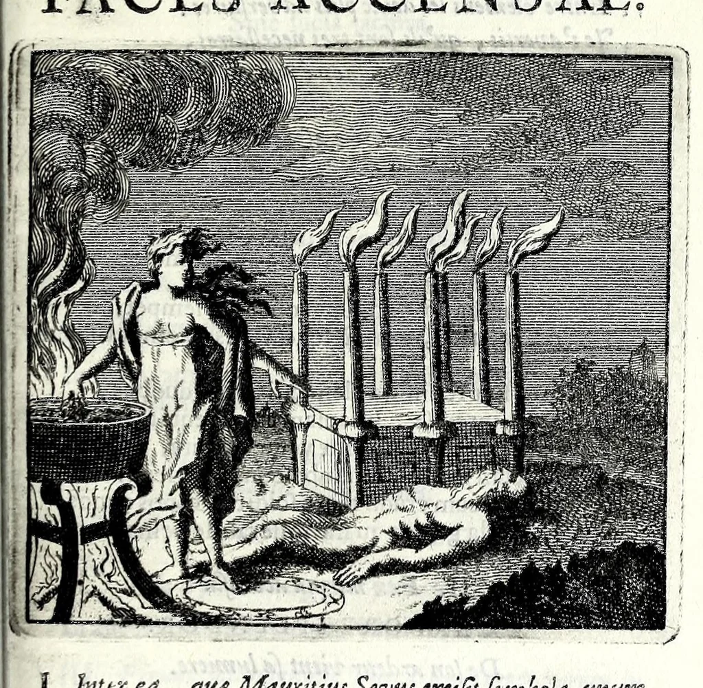 An illustration from C.F. Menestrerii S.J. Philosophia imaginum, id est, Sylloge symbolorum amplissima : qua plurima regum, principum, nobilium, foeminarum illustrium, eruditorum, aliorumque virorum in Europa praestantium, quae prostant, summa diligentia sunt congesta methodoque succincta exhibita : e lingua Gallica in Latinam translata, figurisque elegantioribus ac antea ornata, 1695, leaf 511