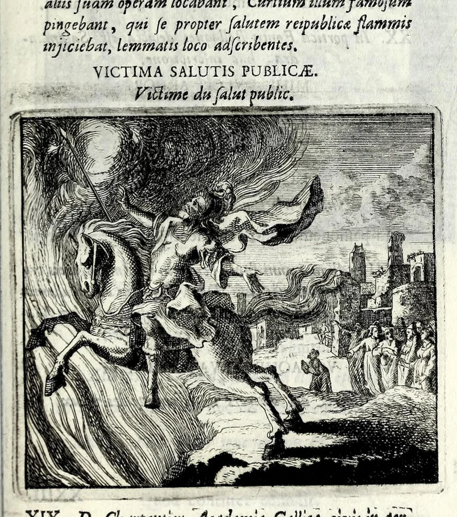 An illustration from C.F. Menestrerii S.J. Philosophia imaginum, id est, Sylloge symbolorum amplissima : qua plurima regum, principum, nobilium, foeminarum illustrium, eruditorum, aliorumque virorum in Europa praestantium, quae prostant, summa diligentia sunt congesta methodoque succincta exhibita : e lingua Gallica in Latinam translata, figurisque elegantioribus ac antea ornata, 1695, leaf 603