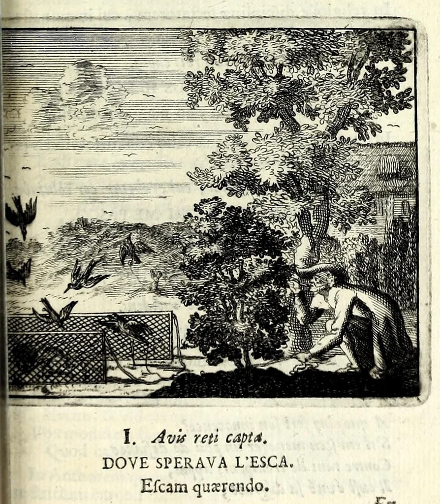 An illustration from C.F. Menestrerii S.J. Philosophia imaginum, id est, Sylloge symbolorum amplissima : qua plurima regum, principum, nobilium, foeminarum illustrium, eruditorum, aliorumque virorum in Europa praestantium, quae prostant, summa diligentia sunt congesta methodoque succincta exhibita : e lingua Gallica in Latinam translata, figurisque elegantioribus ac antea ornata, 1695, leaf 787