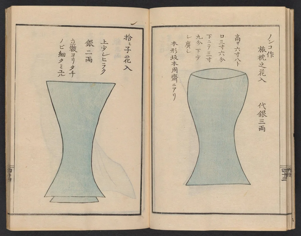 An illustration from Chaki meikeihen, 1838, leaf 14