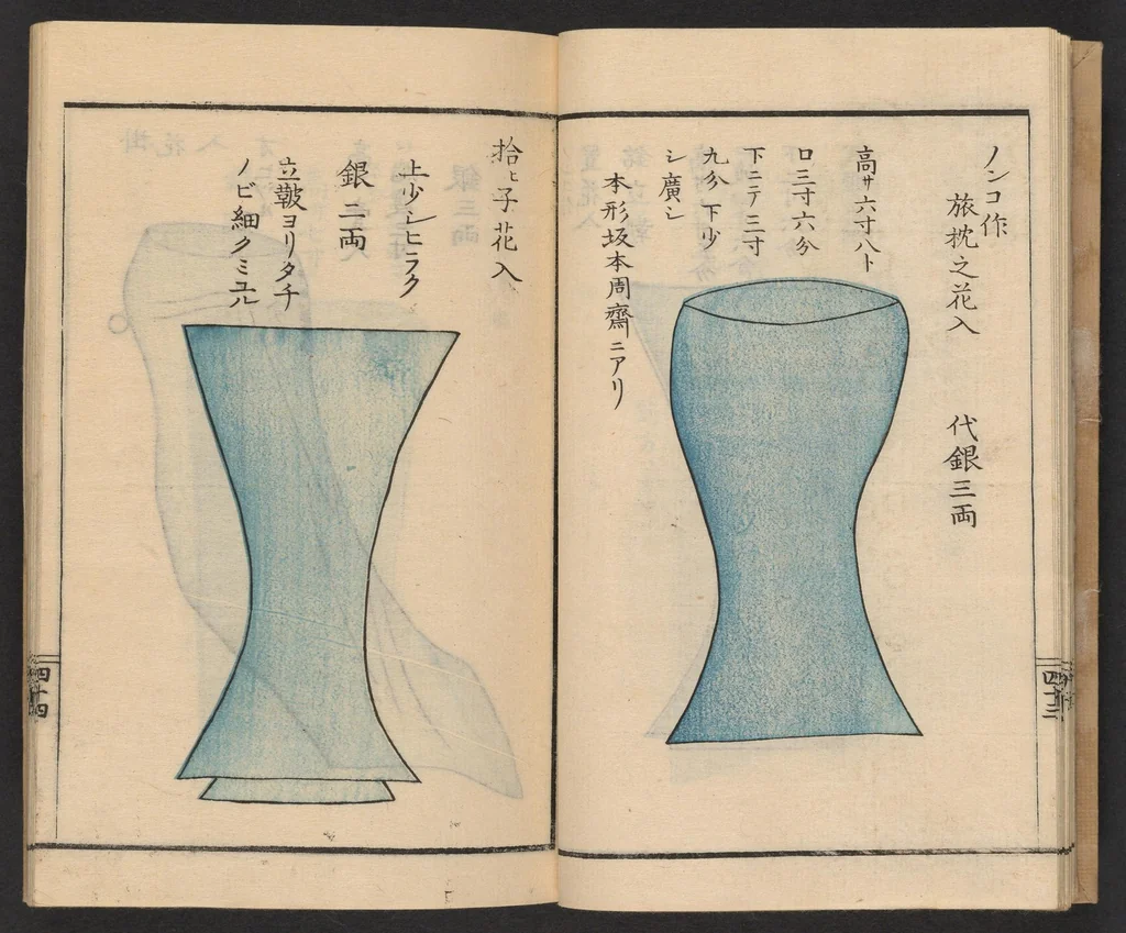 An illustration from Chaki meikeihen, 1838, leaf 14