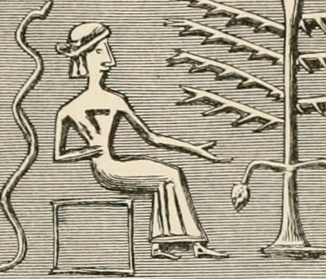An illustration from The Chaldean account of Genesis : containing the description of the creation, the deluge, the tower of Babel, the destruction of Sodom, the times of the Patriarchs, and Nimrod, Babylonian fables, and legends of the gods : from the cuneiform inscriptions, 1876, leaf 114