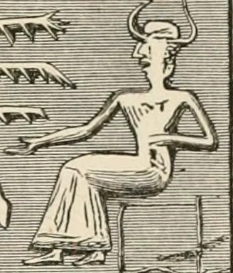 An illustration from The Chaldean account of Genesis : containing the description of the creation, the deluge, the tower of Babel, the destruction of Sodom, the times of the Patriarchs, and Nimrod, Babylonian fables, and legends of the gods : from the cuneiform inscriptions, 1876, leaf 114