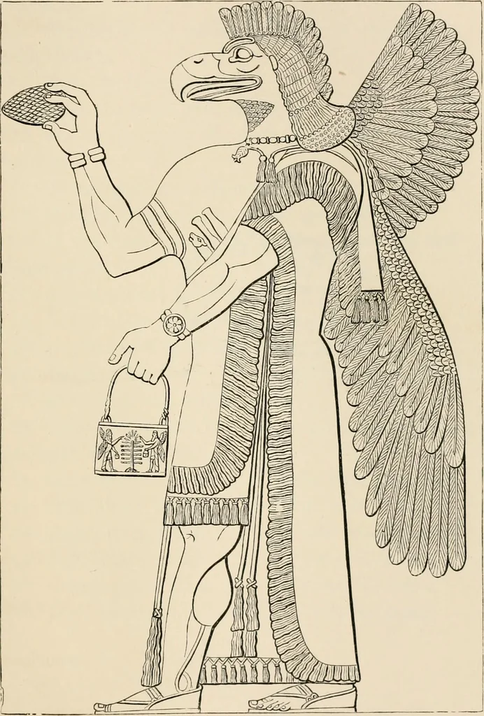 An illustration from The Chaldean account of Genesis : containing the description of the creation, the deluge, the tower of Babel, the destruction of Sodom, the times of the Patriarchs, and Nimrod, Babylonian fables, and legends of the gods : from the cuneiform inscriptions, 1876, leaf 126