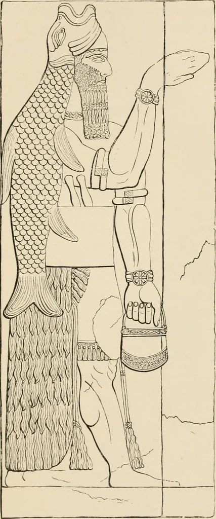 An illustration from The Chaldean account of Genesis : containing the description of the creation, the deluge, the tower of Babel, the destruction of Sodom, the times of the Patriarchs, and Nimrod, Babylonian fables, and legends of the gods : from the cuneiform inscriptions, 1876, leaf 334
