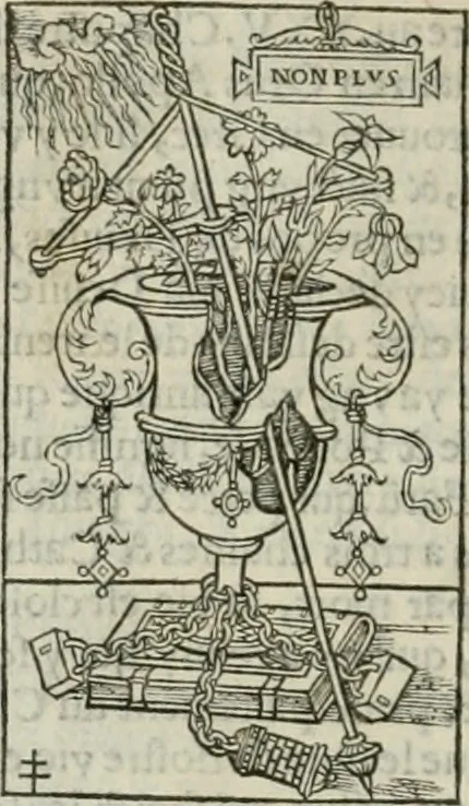 An illustration from Champ fleury : au quel est contenu lart & science de la deue & vraye proportio[n] des lettres attiques, quo[n] dit autreme[n]t lettres antiques, & vulgairement lettres romaines proportionnes selon le corps & visage humain ..., 1529, leaf 105