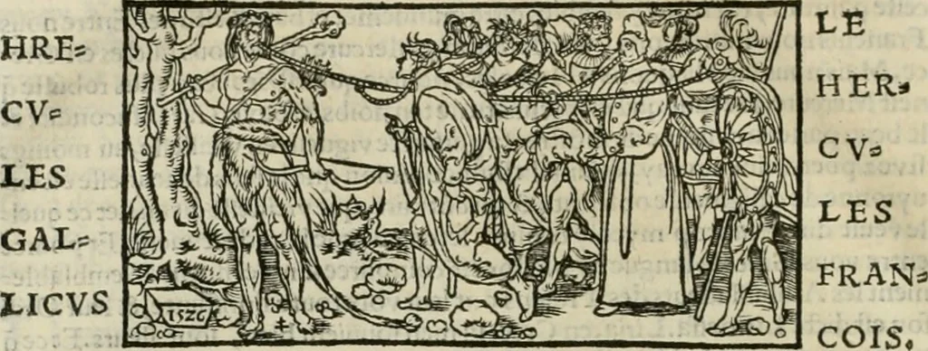 An illustration from Champ fleury : au quel est contenu lart & science de la deue & vraye proportio[n] des lettres attiques, quo[n] dit autreme[n]t lettres antiques, & vulgairement lettres romaines proportionnes selon le corps & visage humain ..., 1529, leaf 25