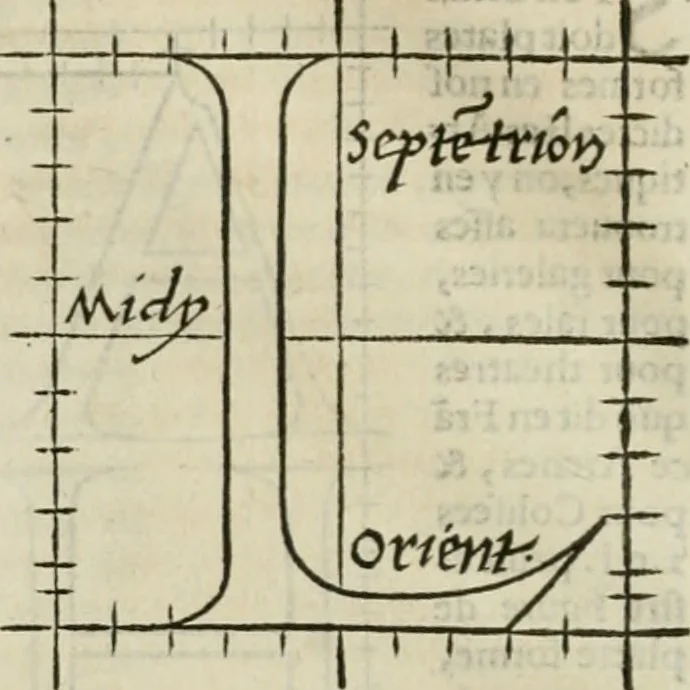 An illustration from Champ fleury : au quel est contenu lart & science de la deue & vraye proportio[n] des lettres attiques, quo[n] dit autreme[n]t lettres antiques, & vulgairement lettres romaines proportionnes selon le corps & visage humain ..., 1529, leaf 59