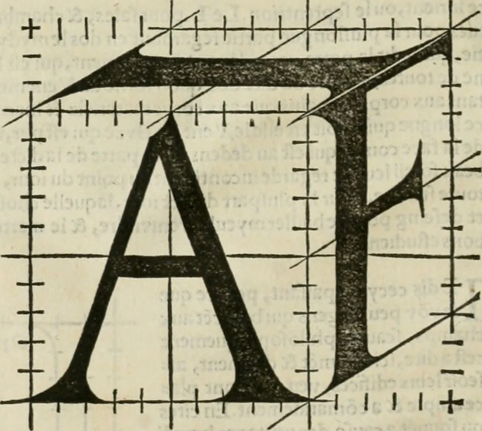 An illustration from Champ fleury : au quel est contenu lart & science de la deue & vraye proportio[n] des lettres attiques, quo[n] dit autreme[n]t lettres antiques, & vulgairement lettres romaines proportionnes selon le corps & visage humain ..., 1529, leaf 59