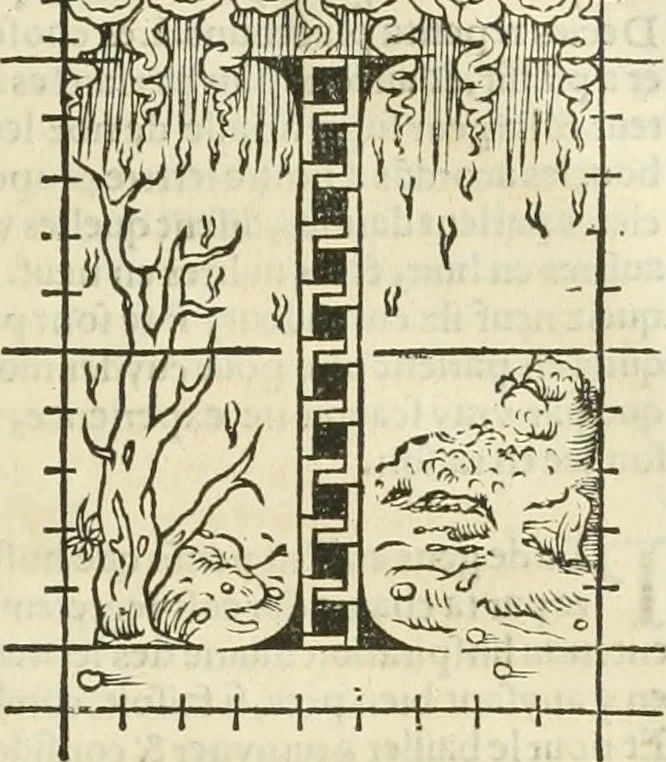 An illustration from Champ fleury : au quel est contenu lart & science de la deue & vraye proportio[n] des lettres attiques, quo[n] dit autreme[n]t lettres antiques, & vulgairement lettres romaines proportionnes selon le corps & visage humain ..., 1529, leaf 70