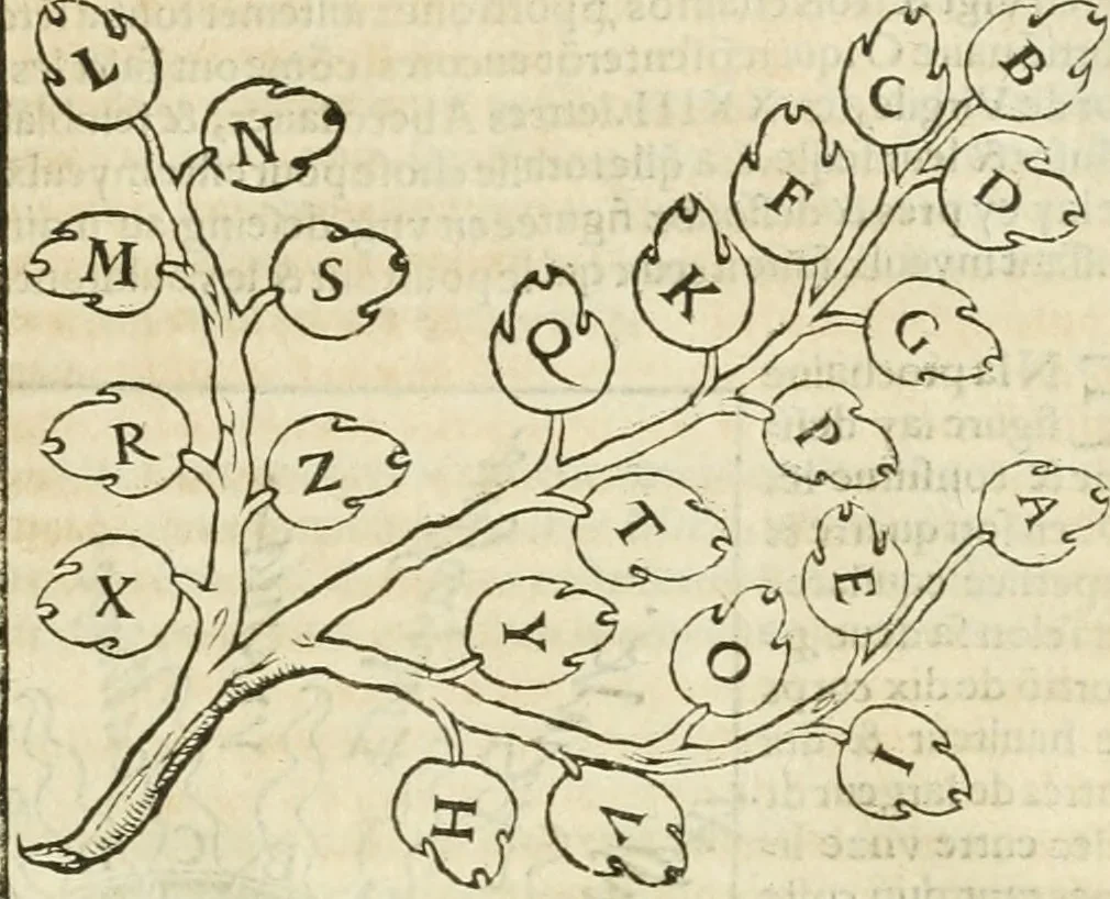 An illustration from Champ fleury : au quel est contenu lart & science de la deue & vraye proportio[n] des lettres attiques, quo[n] dit autreme[n]t lettres antiques, & vulgairement lettres romaines proportionnes selon le corps & visage humain ..., 1529, leaf 74