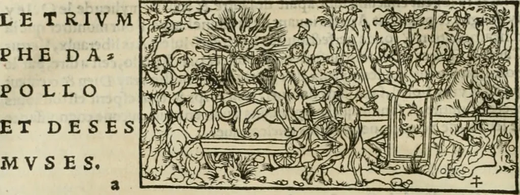An illustration from Champ fleury : au quel est contenu lart & science de la deue & vraye proportio[n] des lettres attiques, quo[n] dit autreme[n]t lettres antiques, & vulgairement lettres romaines proportionnes selon le corps & visage humain ..., 1529, leaf 77