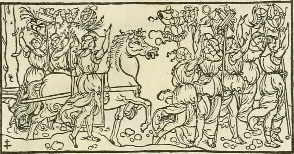 An illustration from Champ fleury : au quel est contenu lart & science de la deue & vraye proportio[n] des lettres attiques, quo[n] dit autreme[n]t lettres antiques, & vulgairement lettres romaines proportionnes selon le corps & visage humain ..., 1529, leaf 78