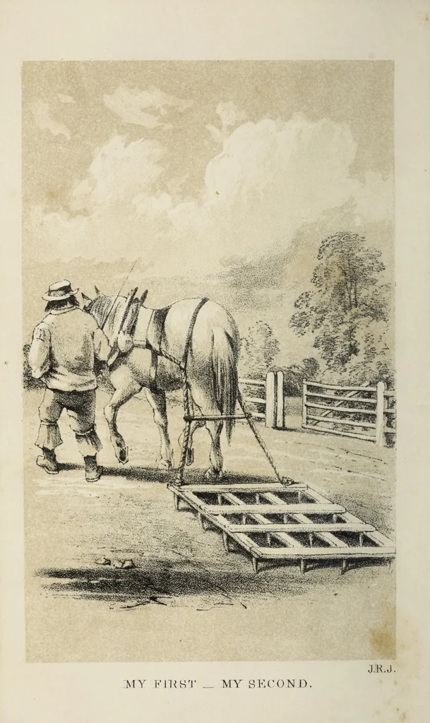 An illustration from Charades, enigmas, and riddles, 1862, leaf 16