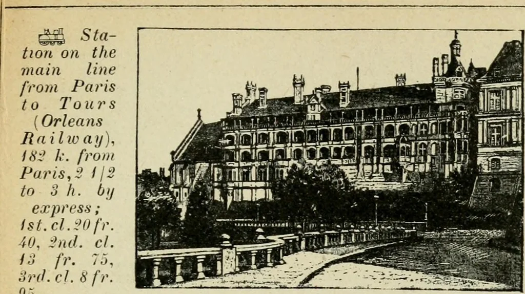 An illustration from The chateaux of the Loire : how to visit them rapidly and economically by railway, motor car or bicycle, 1909, leaf 104