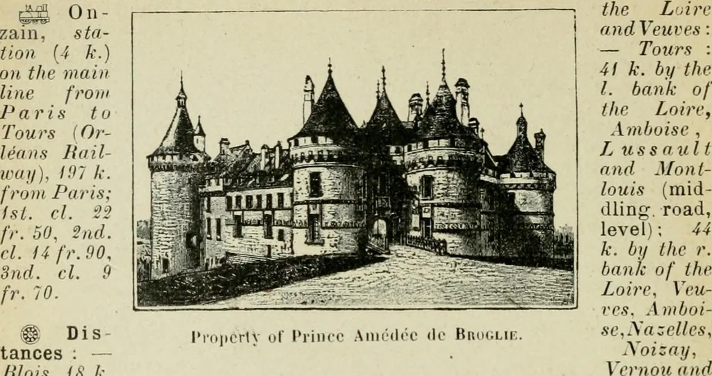 An illustration from The chateaux of the Loire : how to visit them rapidly and economically by railway, motor car or bicycle, 1909, leaf 121